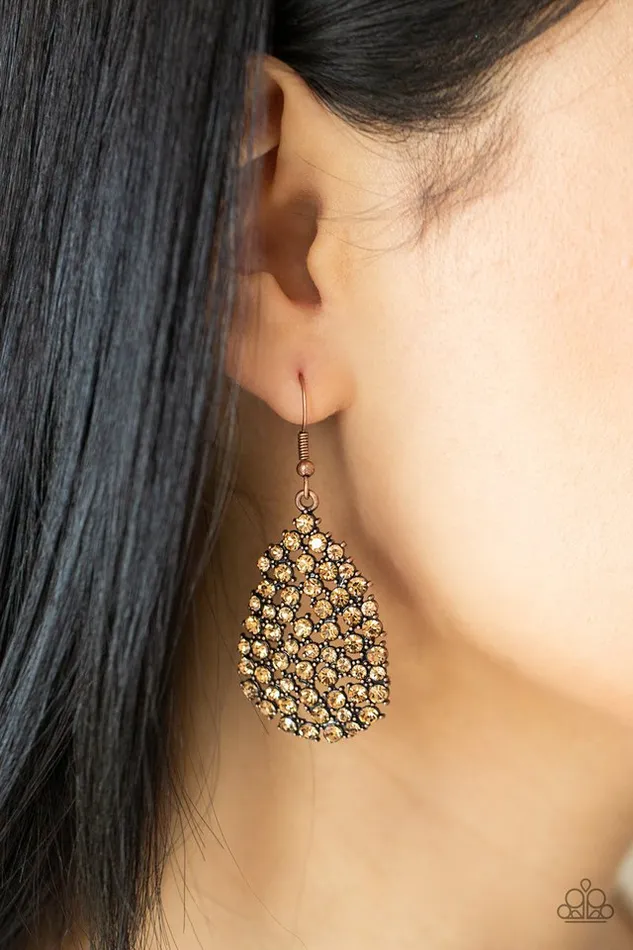 Earrings Paparazzi Earring Daydreamy Dazzle Copper Paparazzi Jewelry