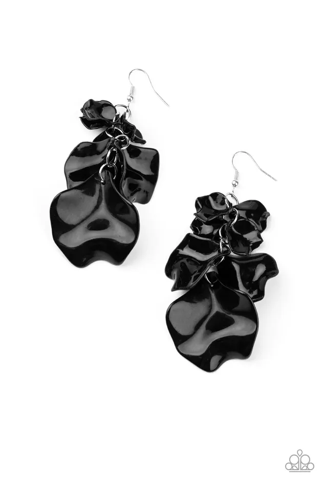 Earrings Paparazzi Earring Fragile Florals Black Paparazzi Jewelry