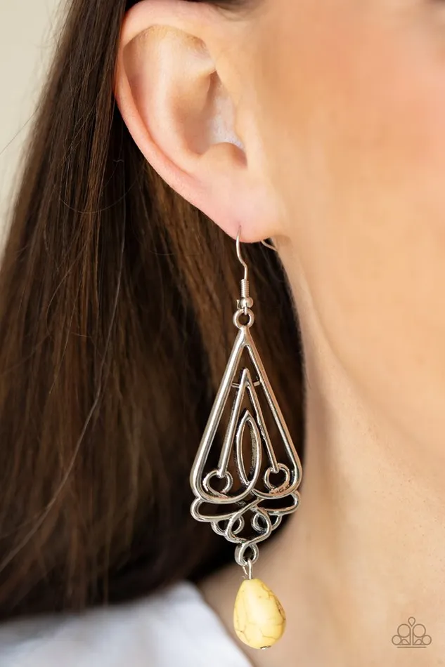 Earrings Paparazzi Earring Transcendent Trendsetter Yellow Paparazzi Jewelry