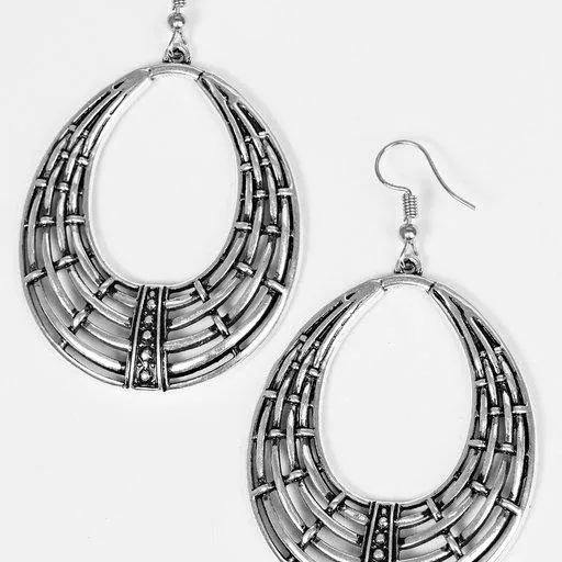 Earrings Paparazzi Earring Tundra Texture Silver Paparazzi Jewelry
