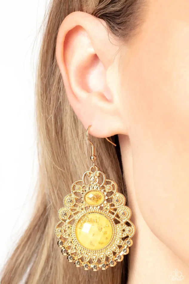 Earrings Paparazzi Earring Welcoming Whimsy Yellow Paparazzi Jewelry
