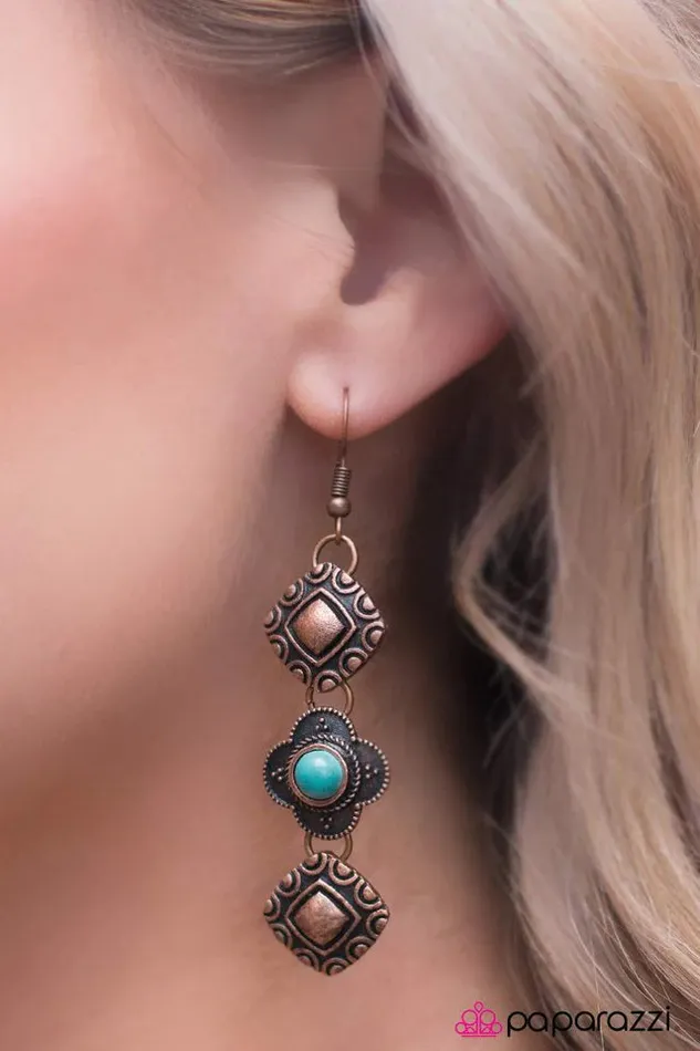 Earrings Paparazzi Earring Western Wallflower Copper Paparazzi Jewelry