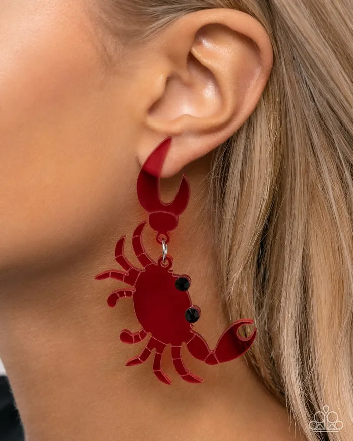 Earrings Paparazzi Jewelry Paparazzi Earring Crab Couture Red