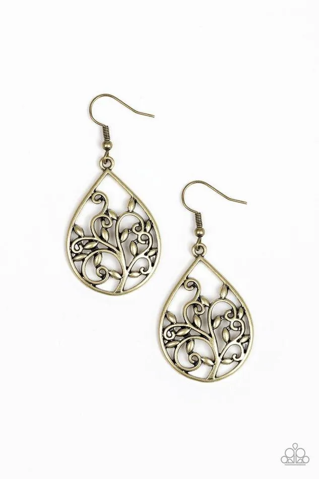 Earrings Paparazzi Jewelry Paparazzi Earring Enchanted Vines Brass