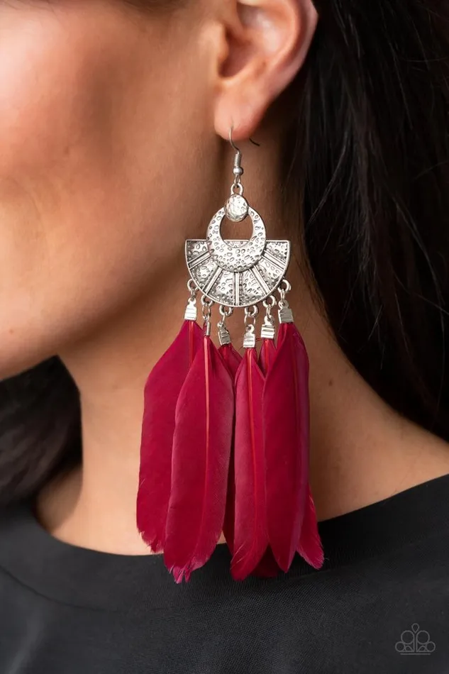 Earrings Paparazzi Jewelry Paparazzi Earring Plume Paradise Red