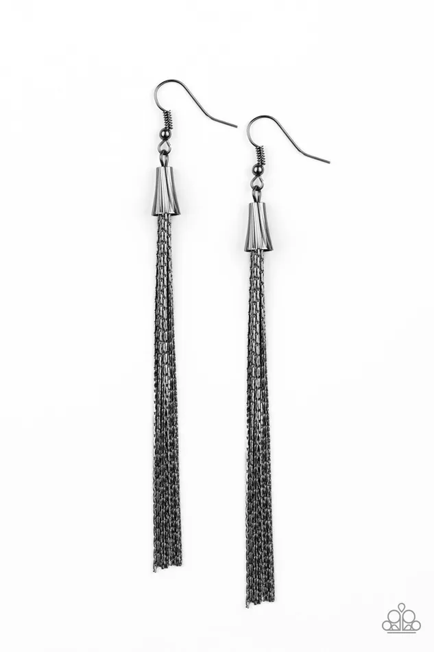 Earrings Paparazzi Jewelry Paparazzi Earring Shimmery Streamers Black