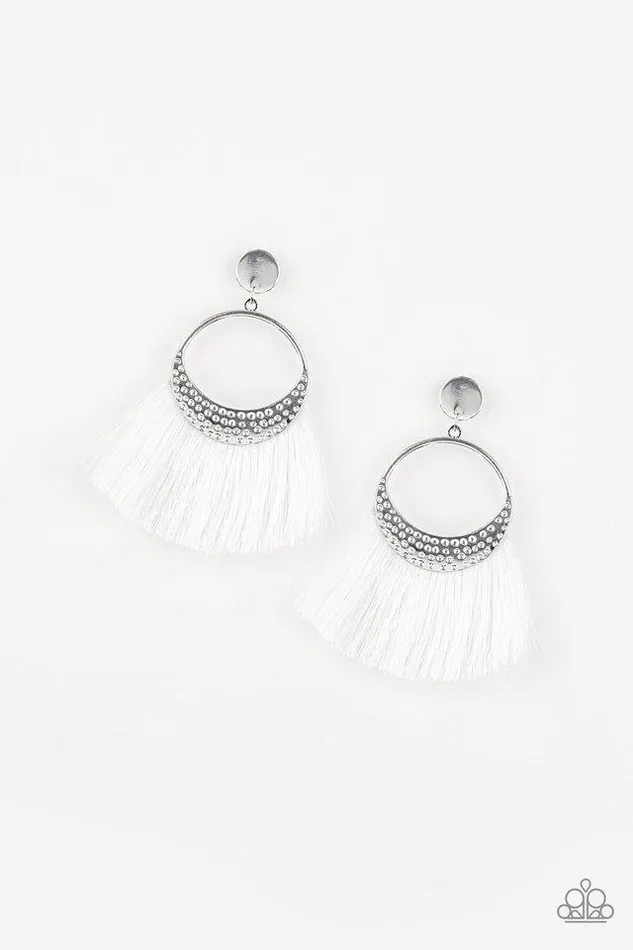 Earrings Paparazzi Jewelry Paparazzi Earring Spartan Spirit White