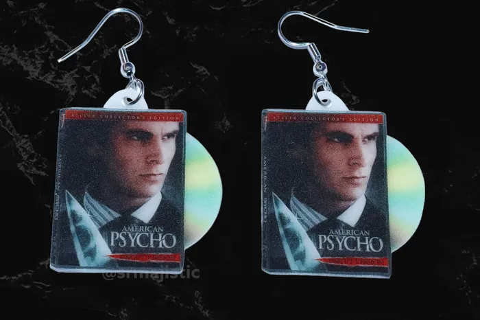 Earrings Sam Makes Things American Psycho 2000 DVD 2D detailed Handmade Earrings Earrings Sam Makes Things American Psycho 2000 DVD 2D detailed Handmade Earrings