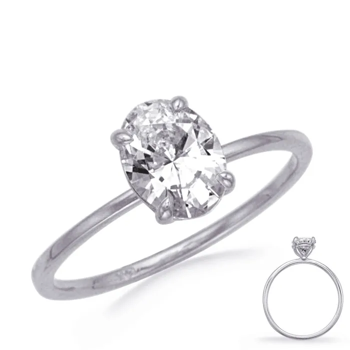 Engagement Collections Rings 14K White Gold Solitaire Ring with Oval Head