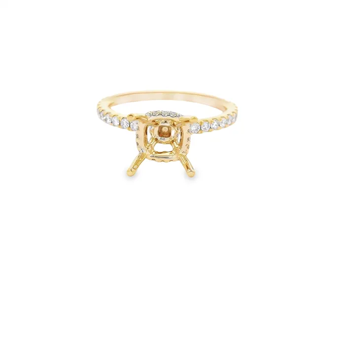 Engagement Collections Rings 14K Yellow Gold Semimount Ring with Double Diamond Hidden Halos Engagement Collections Rings 14K Yellow Gold Semimount Ring with Double Diamond Hidden Halos