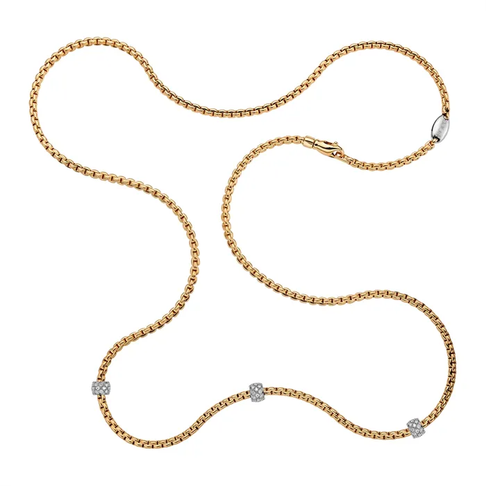 FOPE Fope 18K Rose and White Gold Eka Tiny Diamond Necklace 28 inch Necklaces FOPE Fope 18K Rose and White Gold Eka Tiny Diamond Necklace 28 inch Necklaces