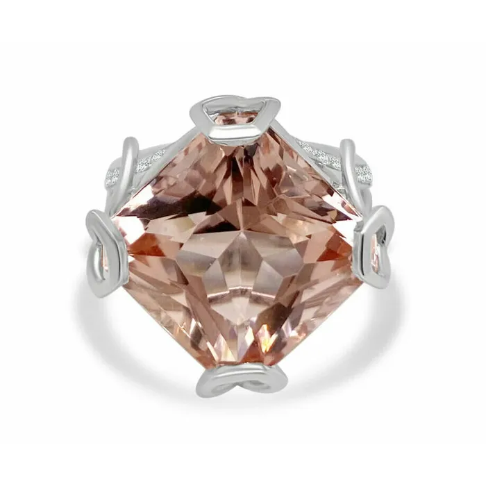 Frederic Sage Rings Frederic Sage 18K White Gold Morganite and Diamond Ring Frederic Sage Rings Frederic Sage 18K White Gold Morganite and Diamond Ring