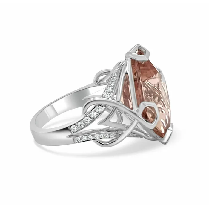 Frederic Sage Rings Frederic Sage 18K White Gold Morganite and Diamond Ring