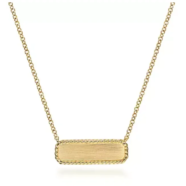 Gabriel Co Necklaces 14K Yellow Gold Rectangular ID Pendant Necklace