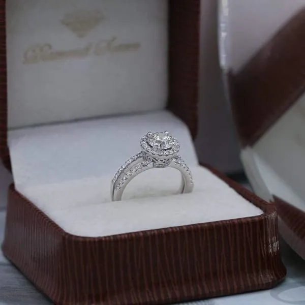 GIA Certified Halo Diamond Engagement Ring Set in 18K White Gold 150ct tw Round Brilliant Natural Diamonds Diamond Source NYC Rings