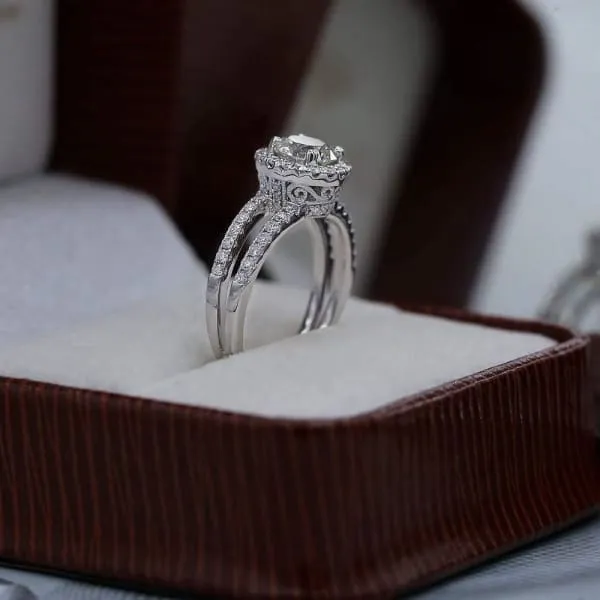 GIA Certified Halo Diamond Engagement Ring Set in 18K White Gold 150ct tw Round Brilliant Natural Diamonds Diamond Source NYC Rings
