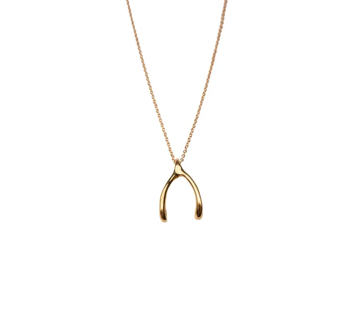 Gold Wishbone Necklace TheRoseGypsy Necklaces