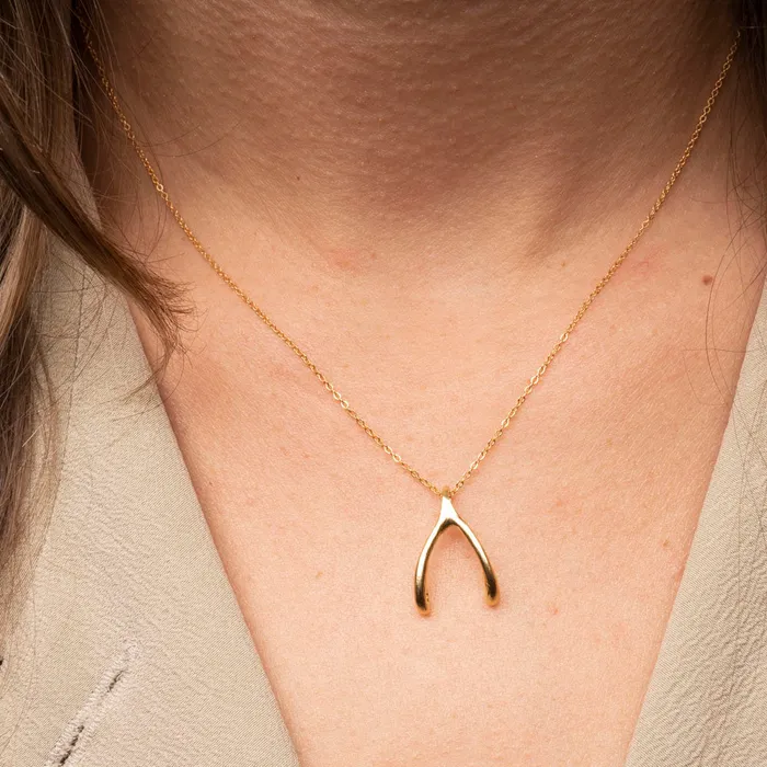 Gold Wishbone Necklace TheRoseGypsy Necklaces