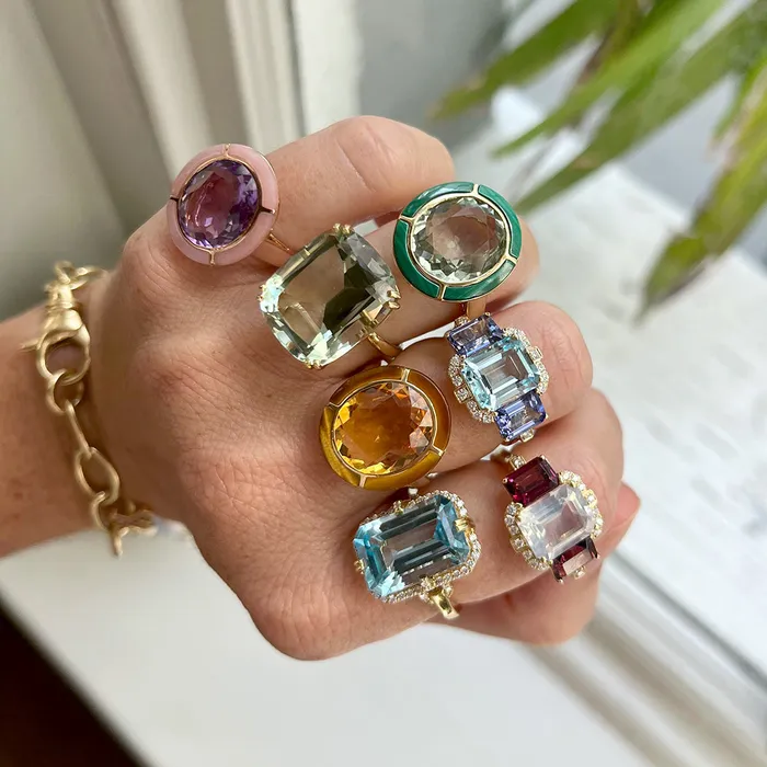 Goshwara Rings Goshwara Oval Citrine Tigers Eye Inlay 18K Gold Ring