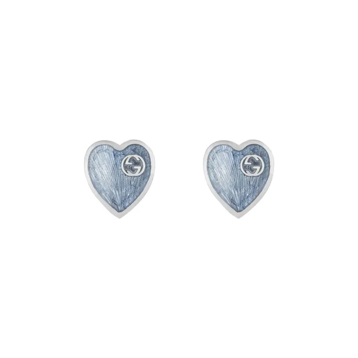 Gucci Earrings Gucci Sterling Silver Blue Enamel Heart Earrings