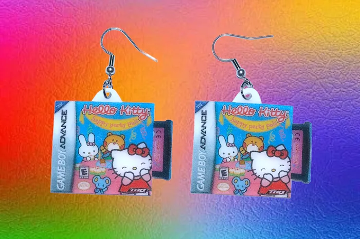 Hello Kitty Happy Party Pals Game Boy Game 2D detailed Handmade Earrings Sam Makes Things Earrings Hello Kitty Happy Party Pals Game Boy Game 2D detailed Handmade Earrings Sam Makes Things Earrings