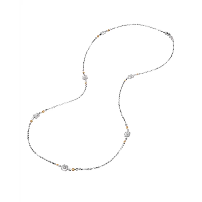 Konstantino Silver and Gold Square Station 6Unit Necklace Konstantino Necklaces Konstantino Silver and Gold Square Station 6Unit Necklace Konstantino Necklaces