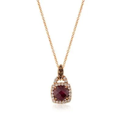 Le Vian 14K Strawberry Gold and Black Rhodium Raspberry Rhodolite Pendant Necklace with Vanilla and Chocolate Diamonds Le Vian Necklaces Le Vian 14K Strawberry Gold and Black Rhodium Raspberry Rhodolite Pendant Necklace with Vanilla and Chocolate Diamonds Le Vian Necklaces
