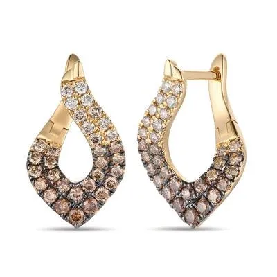 Le Vian Earrings Le Vian 14K Honey Gold Vanilla and Chocolate Ombre Diamond Hoop Earrings Le Vian Earrings Le Vian 14K Honey Gold Vanilla and Chocolate Ombre Diamond Hoop Earrings