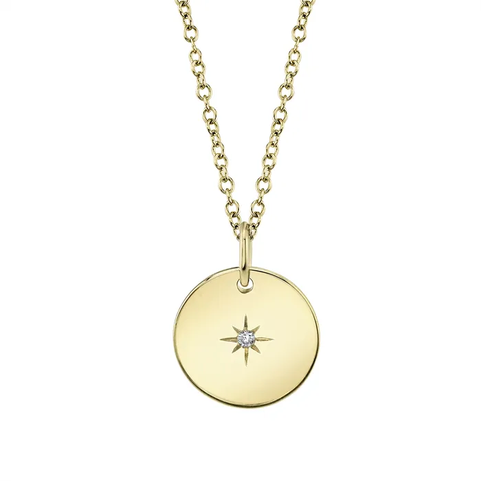 Meierotto Jewelers Necklaces 14K Yellow Gold Diamond Star Disc Necklace
