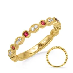 Meierotto Jewelers Rings 14K Yellow Gold Fancy Diamond Ruby Band Alternating Round Marquise Design Meierotto Jewelers Rings 14K Yellow Gold Fancy Diamond Ruby Band Alternating Round Marquise Design