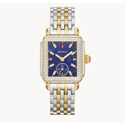 Michele Rings Michele Deco Mid TwoTone Lapis Diamond Dial Quartz