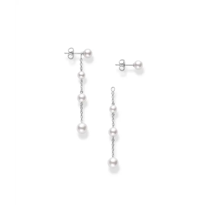 Mikimoto 18K White Gold Cultured Akoya Pearl Dangle Earrings Mikimoto Earrings Mikimoto 18K White Gold Cultured Akoya Pearl Dangle Earrings Mikimoto Earrings