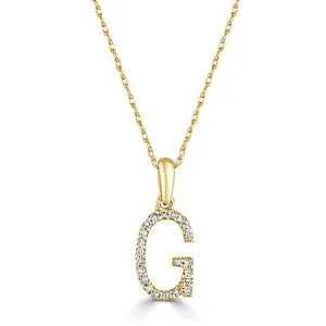 Necklaces 14K Yellow Gold Diamond G Initial Pendant Necklace Meierotto Jewelers Necklaces 14K Yellow Gold Diamond G Initial Pendant Necklace Meierotto Jewelers