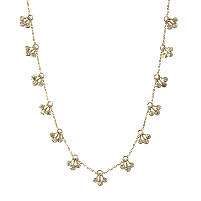 Necklaces Croghans 229ct Diamond Bezel Trio Drop Station 14K Gold Necklace Necklaces Croghans 229ct Diamond Bezel Trio Drop Station 14K Gold Necklace