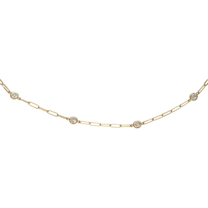 Necklaces Croghans Diamonds by the Yard 14K Yellow Gold Paperclip Necklace