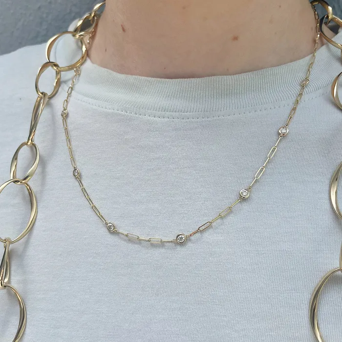 Necklaces Croghans Diamonds by the Yard 14K Yellow Gold Paperclip Necklace