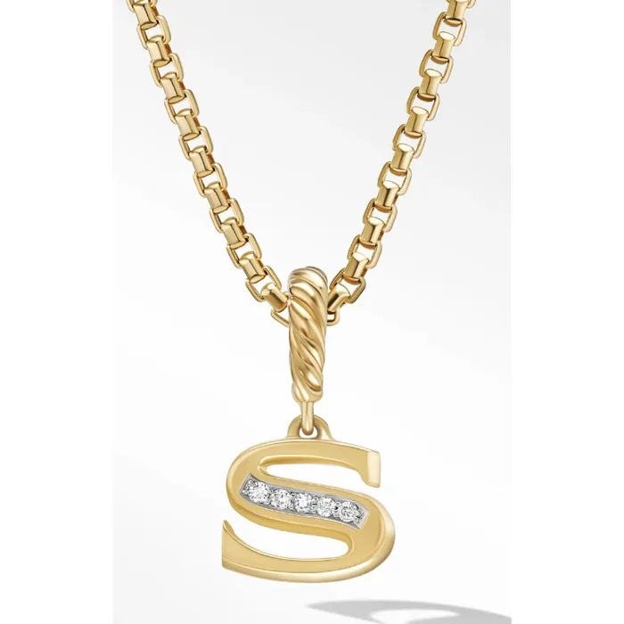 Necklaces David Yurman David Yurman 9mm Diamond Initial S Pendant