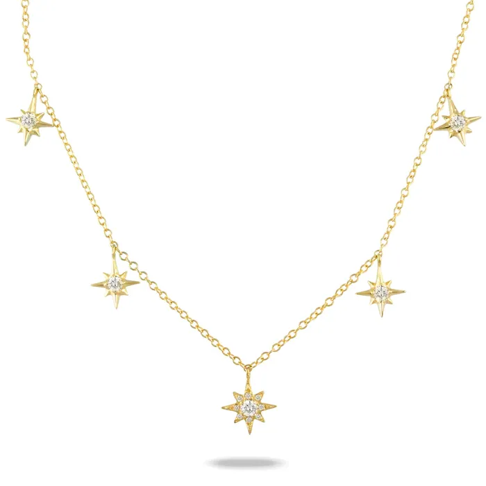 Necklaces Diamond Starburst Drop Station 14K Yellow Gold Necklace Croghans Necklaces Diamond Starburst Drop Station 14K Yellow Gold Necklace Croghans