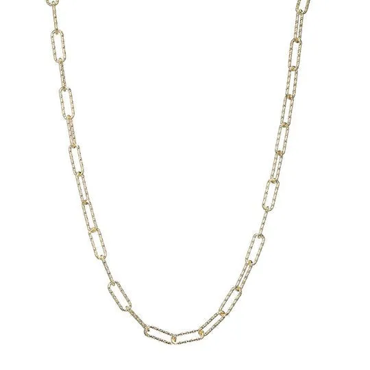 Necklaces Gold Plated Silver Diamond Cut 5mm Paperclip Chain Necklace Croghans