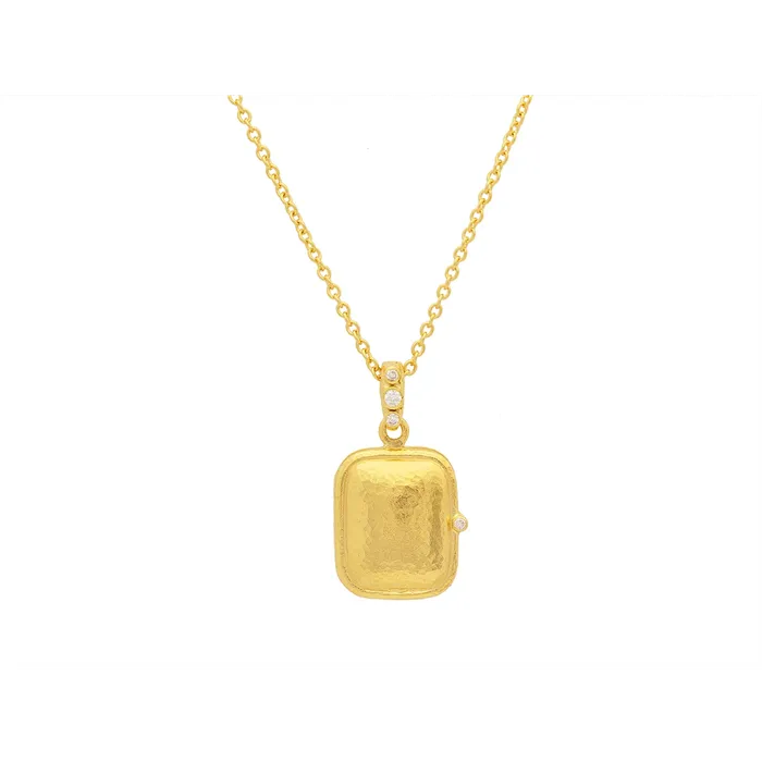 Necklaces Gurhan Gurhan Locket Pendant Necklace in 22K Yellow Gold and Diamond Bail Necklaces Gurhan Gurhan Locket Pendant Necklace in 22K Yellow Gold and Diamond Bail