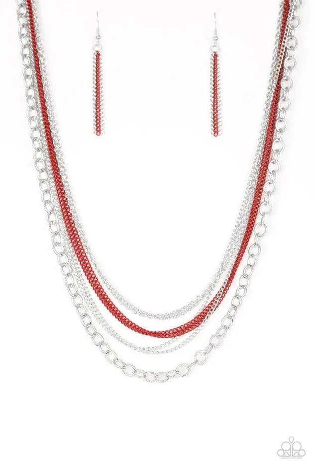 Necklaces Paparazzi Jewelry Paparazzi Necklace Intensely Industrial Red