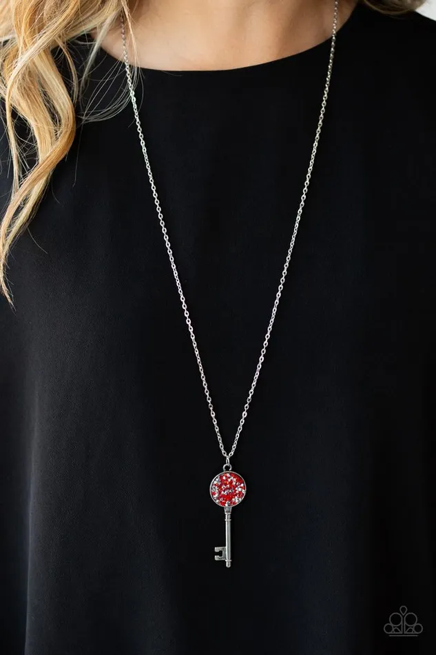 Necklaces Paparazzi Jewelry Paparazzi Necklace Key Keepsake Red