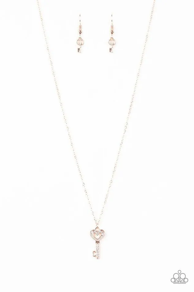 Necklaces Paparazzi Jewelry Paparazzi Necklace Lock Up Your Valuables Rose Gold