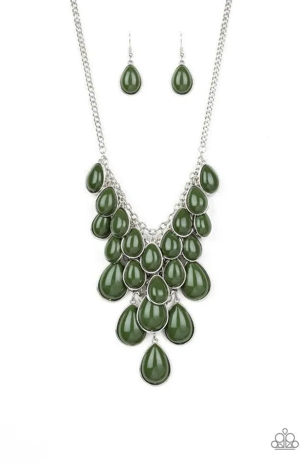 Necklaces Paparazzi Jewelry Paparazzi Necklace Shop Til You TEARDROP Green