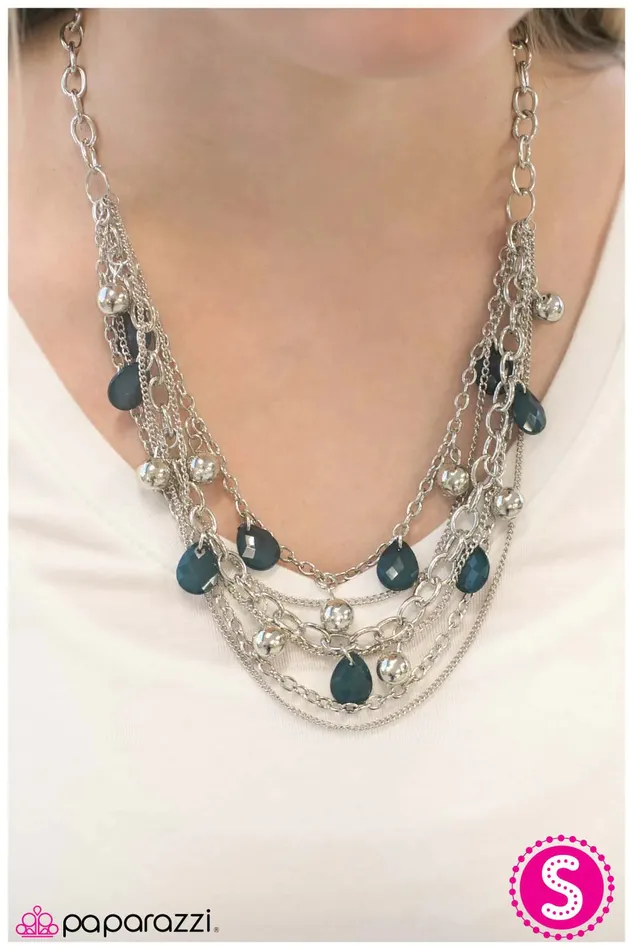 Necklaces Paparazzi Necklace Cut and Run Blue Paparazzi Jewelry