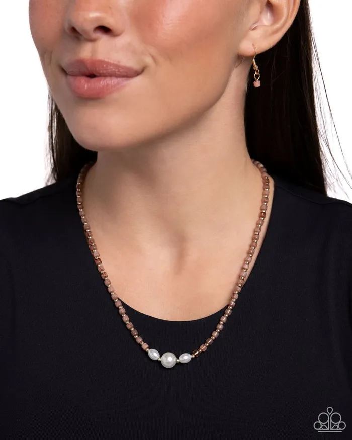 Necklaces Paparazzi Necklace Fight Like a PEARL Brown Paparazzi Jewelry