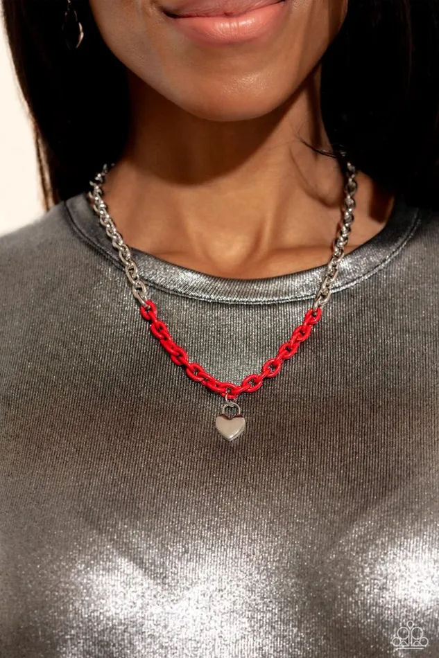Necklaces Paparazzi Necklace Locked Down Red Paparazzi Jewelry