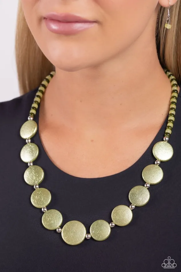 Necklaces Paparazzi Necklace Scratched Showtime Green Paparazzi Jewelry