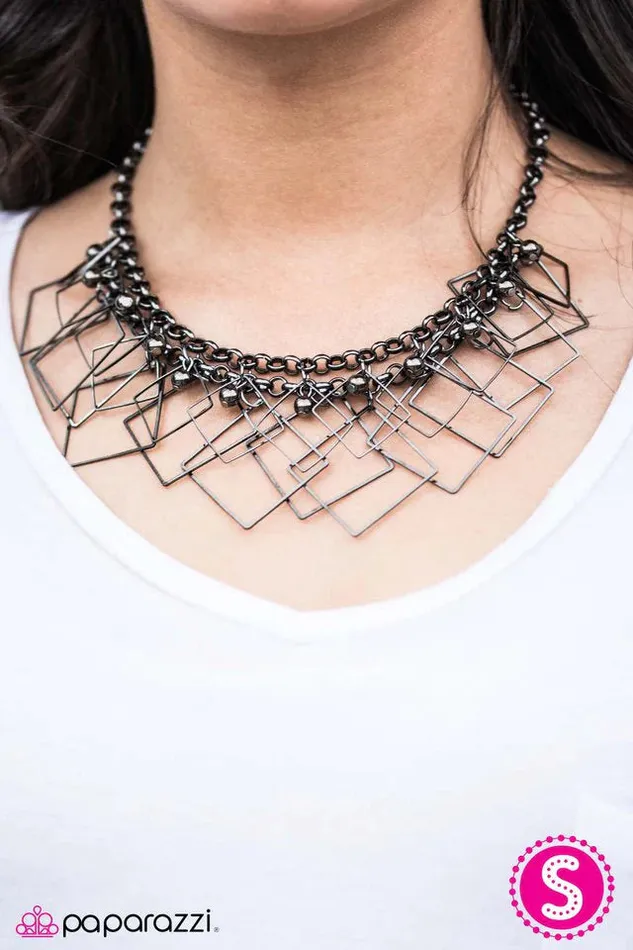 Necklaces Paparazzi Necklace The Square Off Black Paparazzi Jewelry
