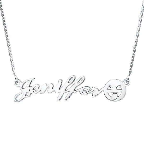 Necklaces Personalized Name Emoji Necklace Sterling Silver Belbren